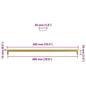 Maniglie per Mobili 5pz Oro 480mm in Acciaio Inox 155395