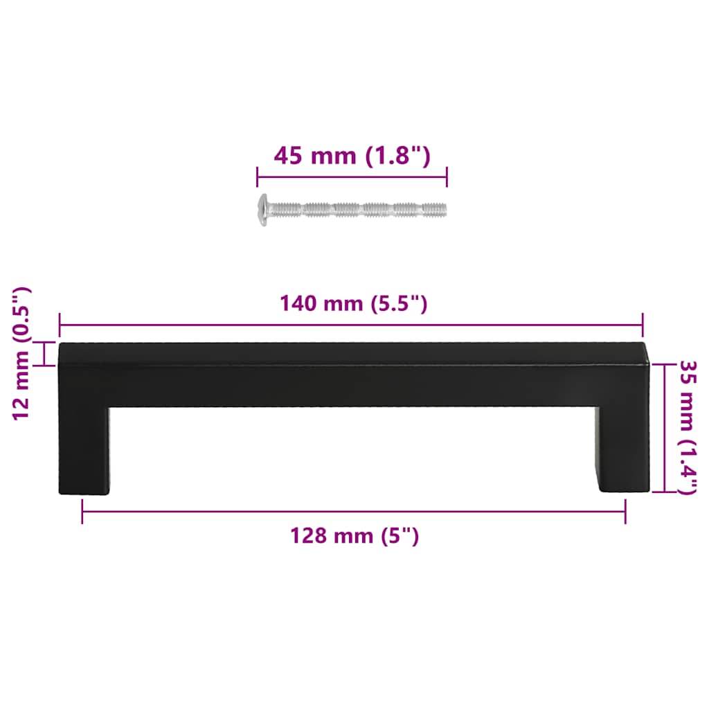 Maniglie per Mobili 10pz Nere 128mm in Acciaio Inox