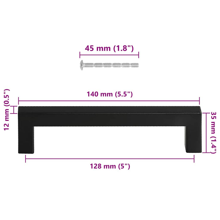 Maniglie per Mobili 10pz Nere 128mm in Acciaio Inox 155398