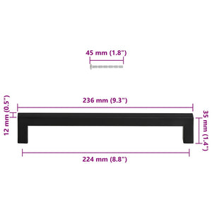 Maniglie per Mobili 5pz Nere 224mm in Acciaio Inox 155401