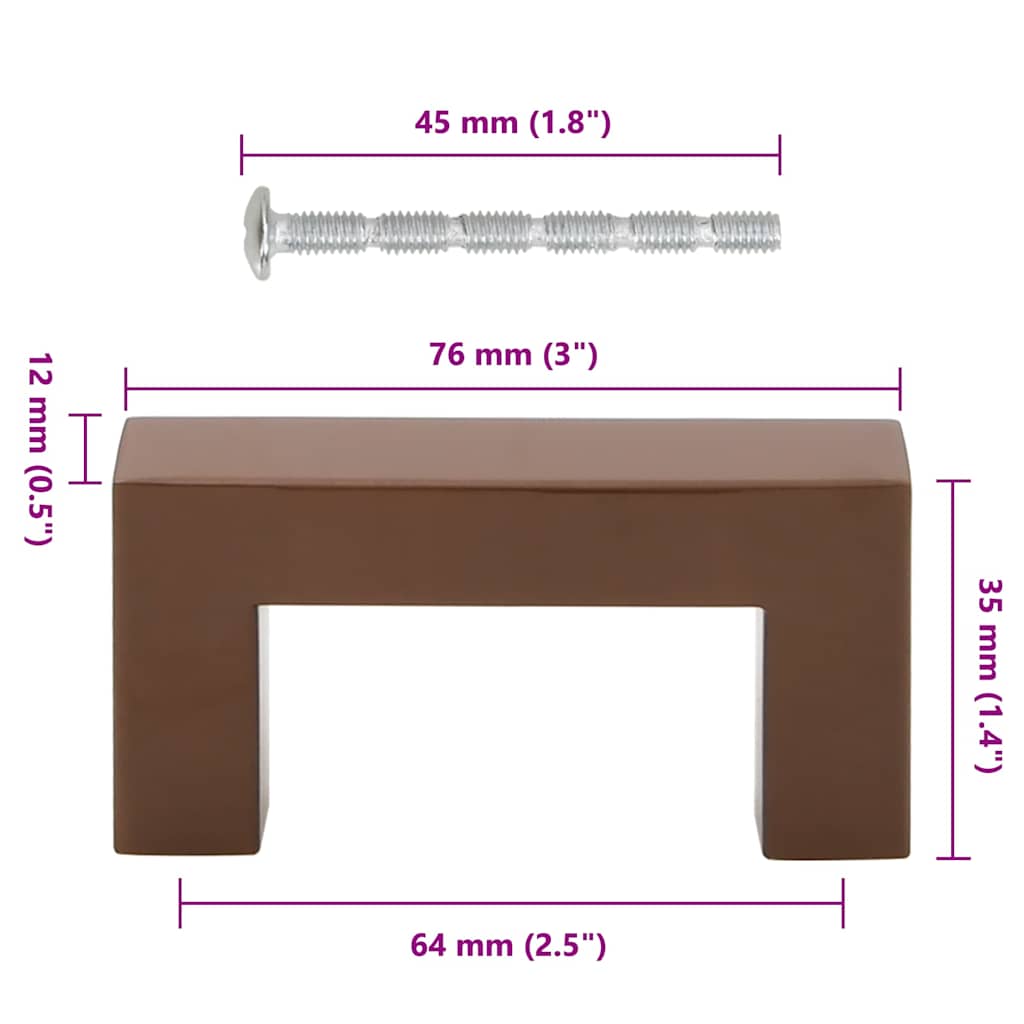 Maniglie per Mobili 10pz Bronzo 64mm in Acciaio Inox 155404