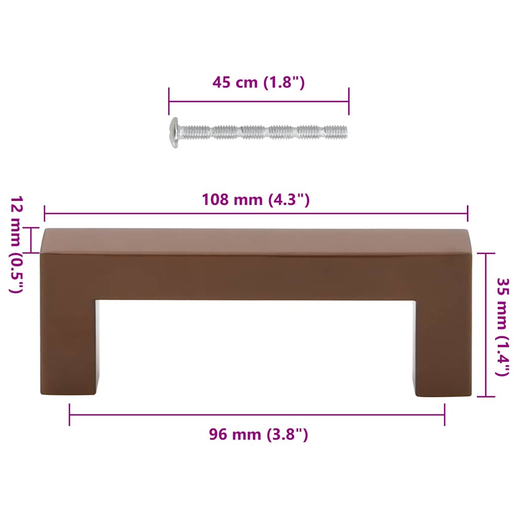 Maniglie per Mobili 10pz Bronzo 96mm in Acciaio Inox 155405