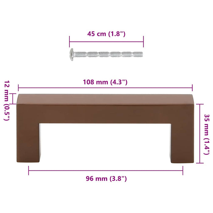 Maniglie per Mobili 10pz Bronzo 96mm in Acciaio Inox 155405