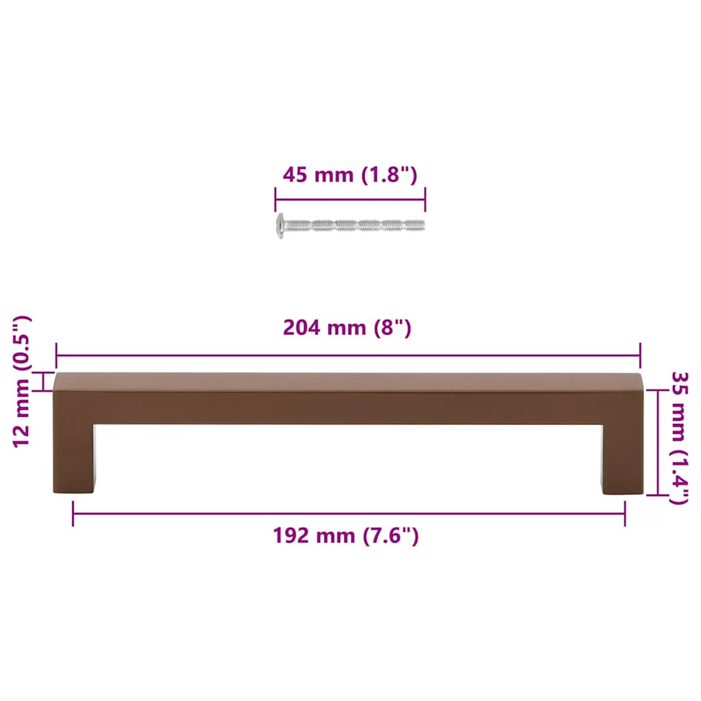 Maniglie per Mobili 5pz Bronzo 192mm in Acciaio Inox 155408