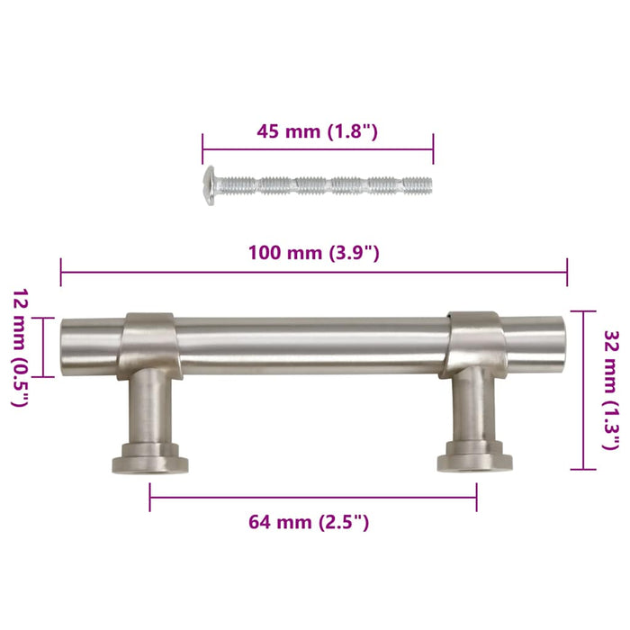 Maniglie per Mobili 10pz Argento 64mm in Acciaio Inox 155412