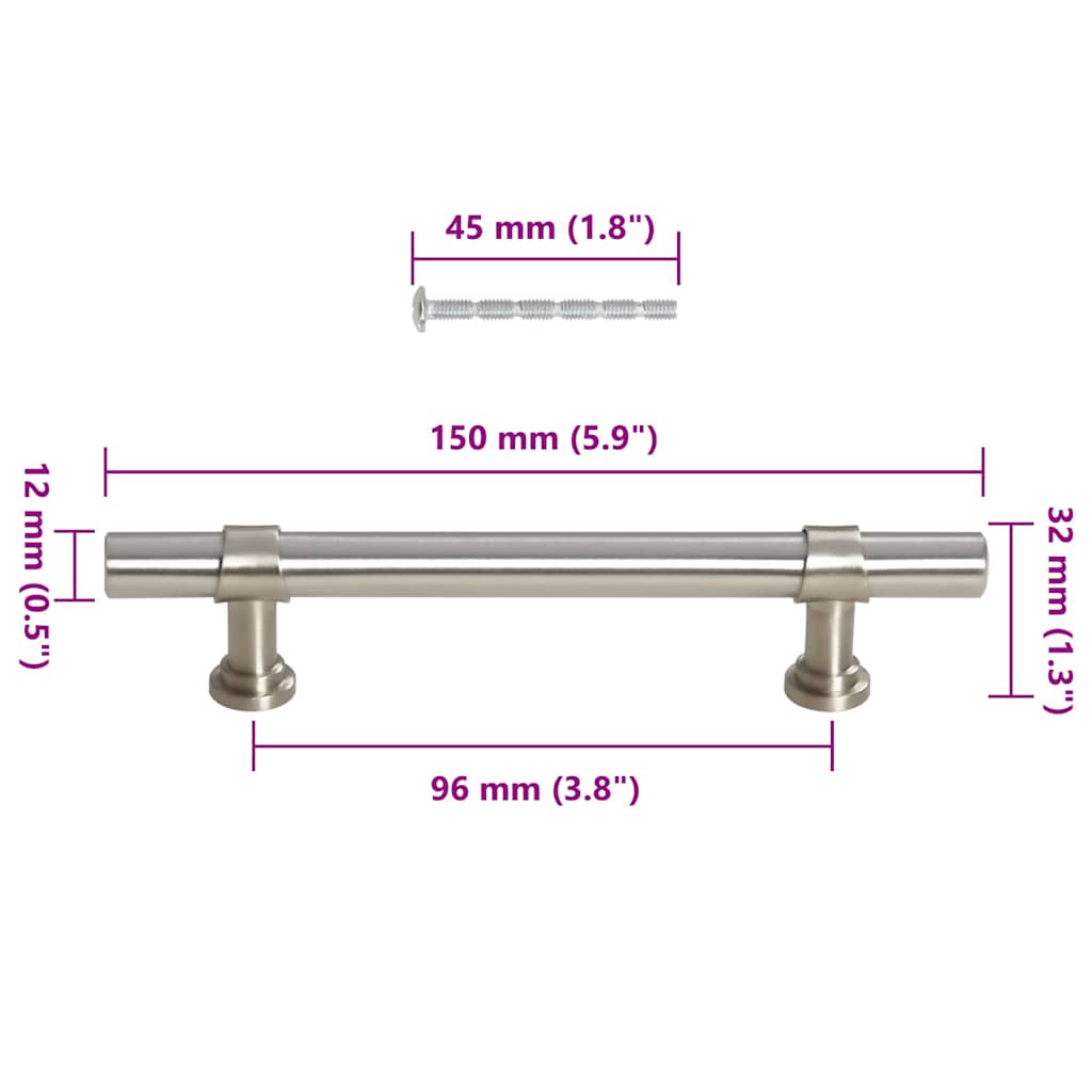 Maniglie per Mobili 10pz Argento 96mm in Acciaio Inox 155413
