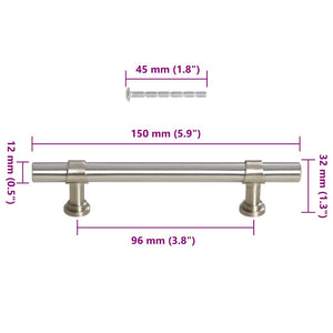 Maniglie per Mobili 10pz Argento 96mm in Acciaio Inox 155413