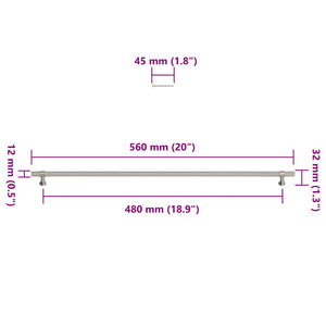 Maniglie per Mobili 5pz Argento 480mm in Acciaio Inox 155419