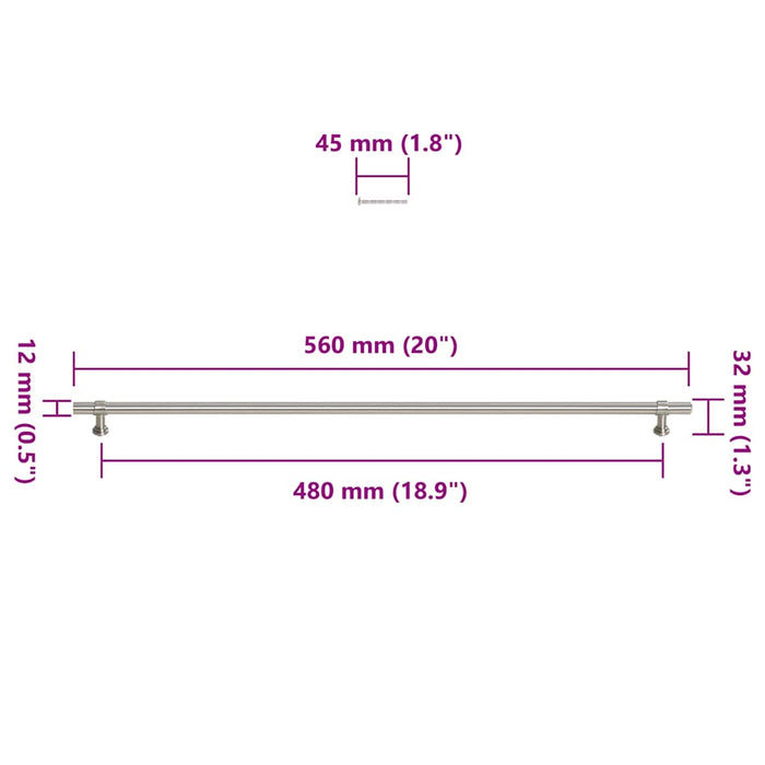 Maniglie per Mobili 5pz Argento 480mm in Acciaio Inox 155419