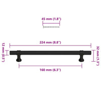 Maniglie per Mobili 10pz Nere 160mm in Acciaio Inox 155423