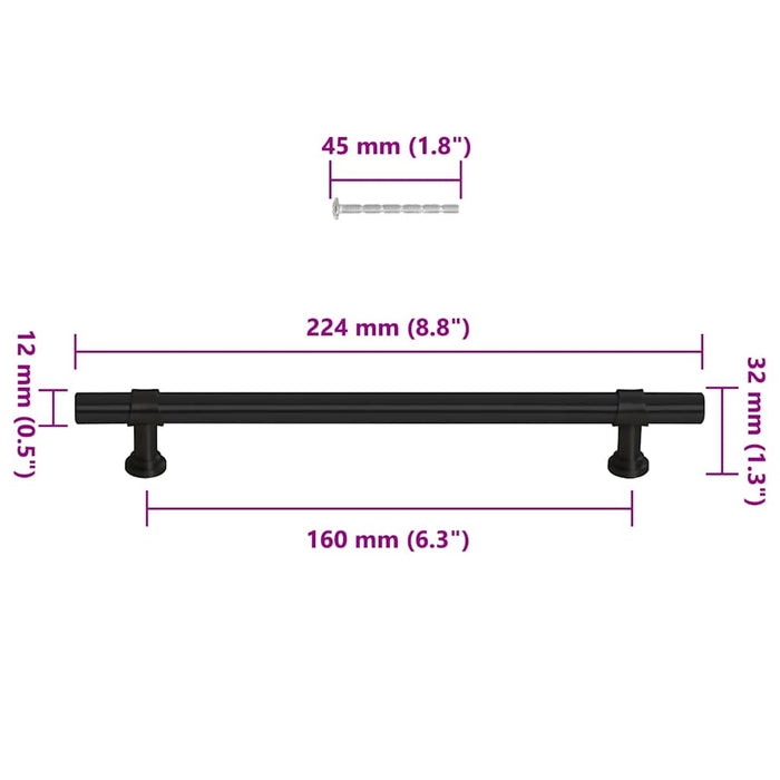 Maniglie per Mobili 10pz Nere 160mm in Acciaio Inox 155423