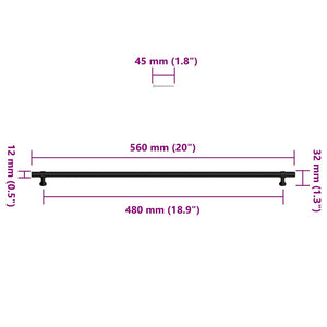 Maniglie per Mobili 5pz Nere 480mm in Acciaio Inox 155427