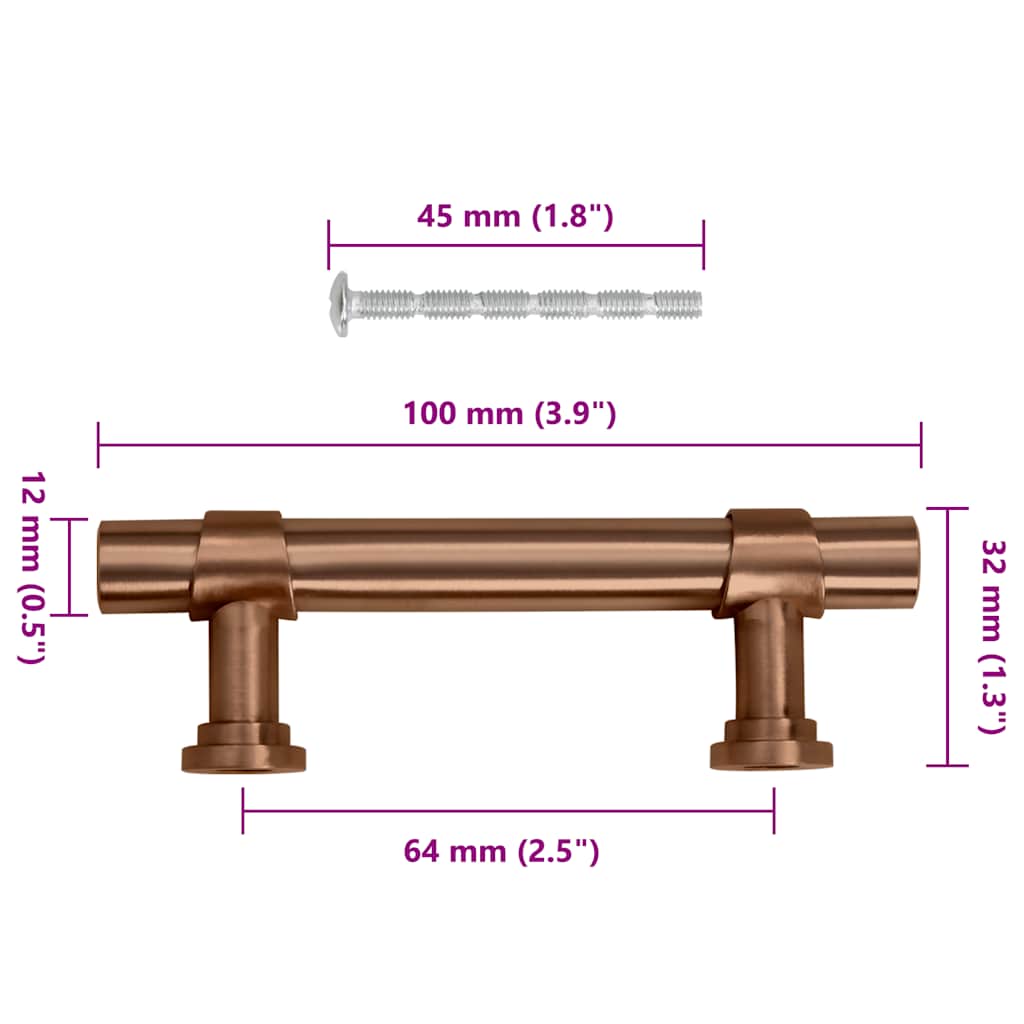 Maniglie per Mobili 10pz Bronzo 64mm in Acciaio Inox 155428