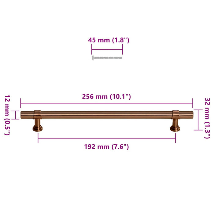 Maniglie per Mobili 5pz Bronzo 192mm in Acciaio Inox 155432