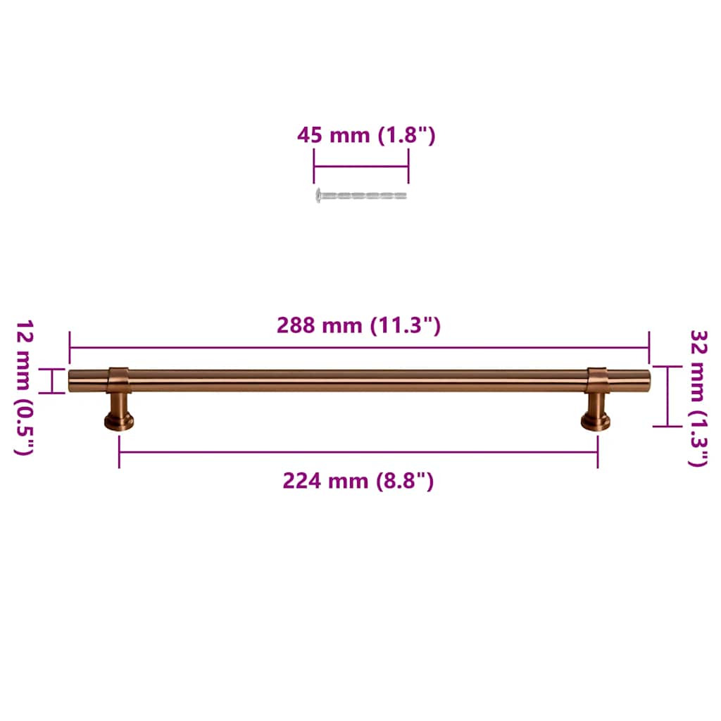 Maniglie per Mobili 5pz Bronzo 224mm in Acciaio Inox 155433