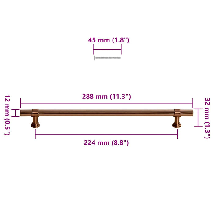 Maniglie per Mobili 5pz Bronzo 224mm in Acciaio Inox 155433