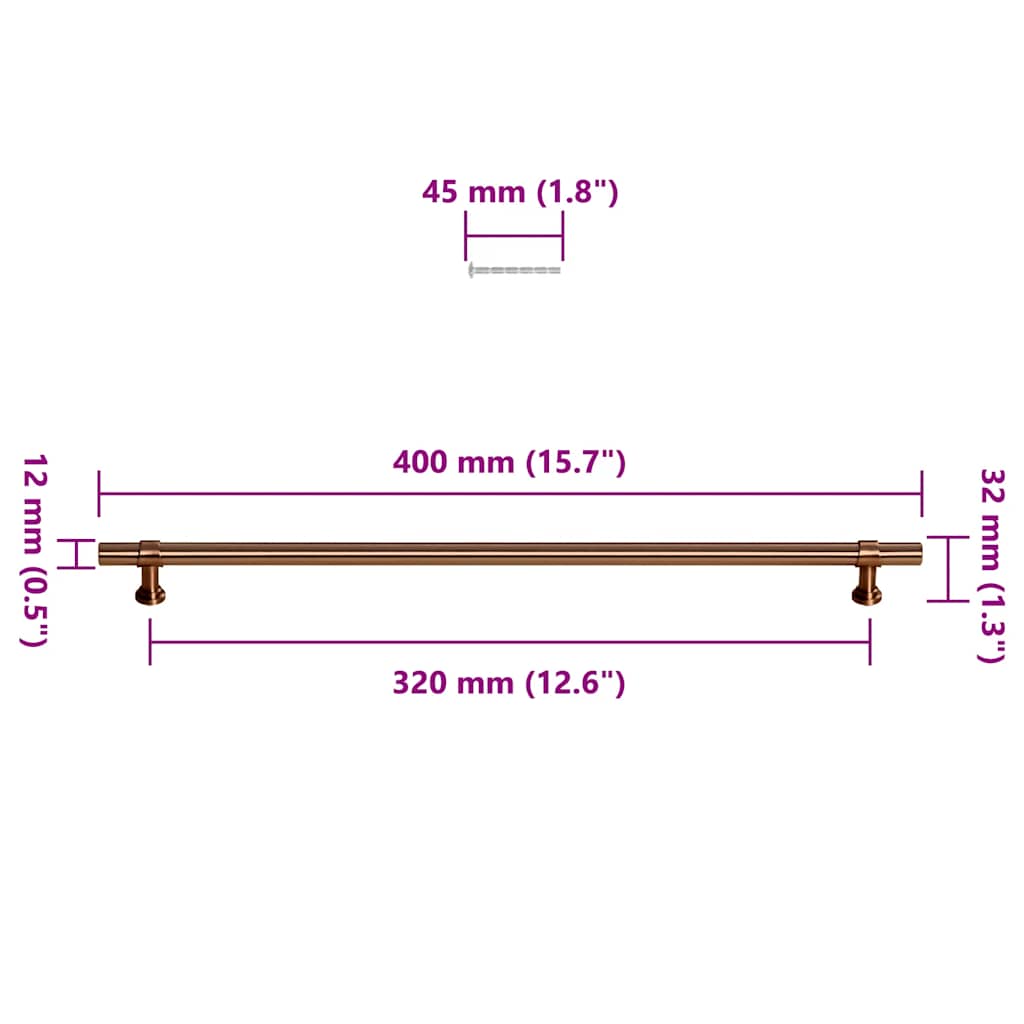 Maniglie per Mobili 5pz Bronzo 320mm in Acciaio Inox