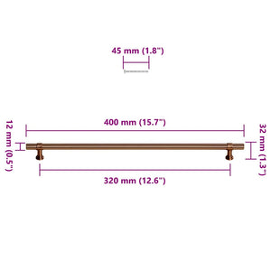 Maniglie per Mobili 5pz Bronzo 320mm in Acciaio Inox