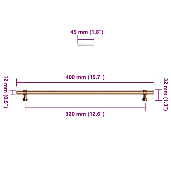 Maniglie per Mobili 5pz Bronzo 320mm in Acciaio Inox