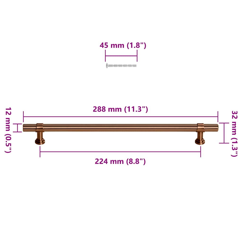 Maniglie per Mobili 5pz Bronzo 480mm in Acciaio Inox 155435