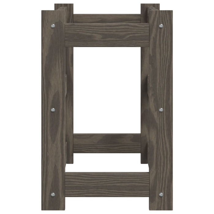 Portabottiglie per 12 Bottiglie Grigio Legno Massello di Pino 373377