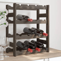 Portabottiglie per 16 Bottiglie Grigio Legno Massello di Pino 373378