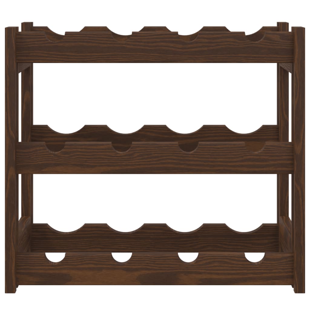 Portabottiglie per 12 Bottiglie Marrone Legno Massello di Pinocod mxl 131851