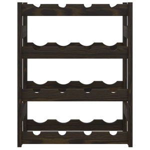 Portabottiglie per 16 Bottiglie Nero Legno Massello di Pino 373400