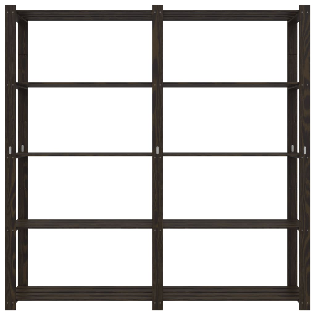 Scaffale a 5 Livelli Nero 170x38x170 cm in Legno di Pino