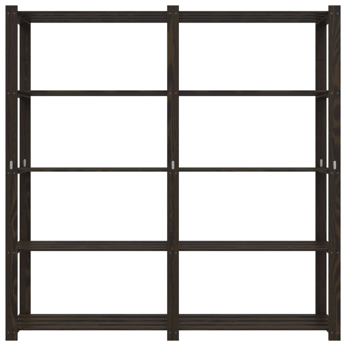 Scaffale a 5 Livelli Nero 170x38x170 cm in Legno di Pino