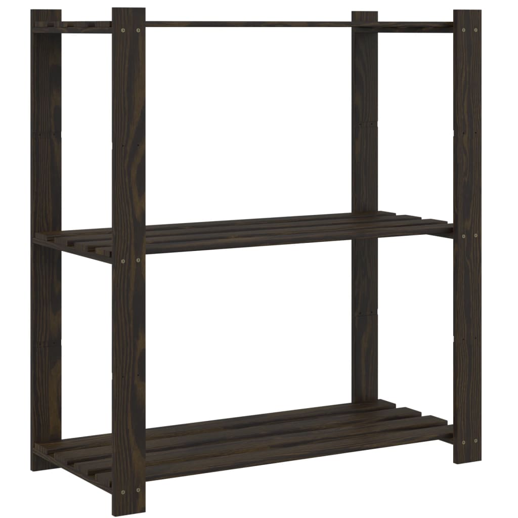 Scaffale a 3 Livelli Nero 80x38x90 cm in Legno Massello di Pinocod mxl 84322