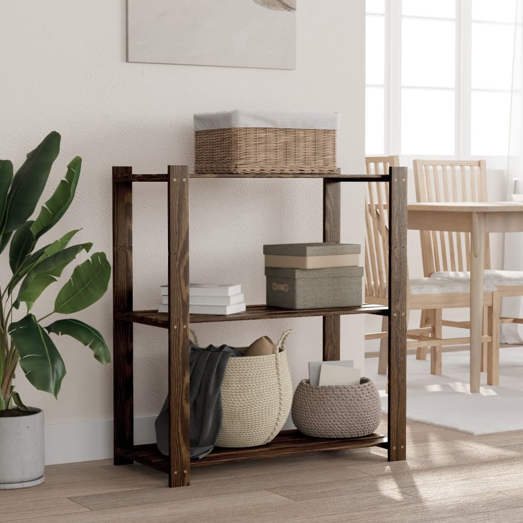 Scaffale a 3 Livelli Nero 80x38x90 cm in Legno Massello di Pinocod mxl 84322