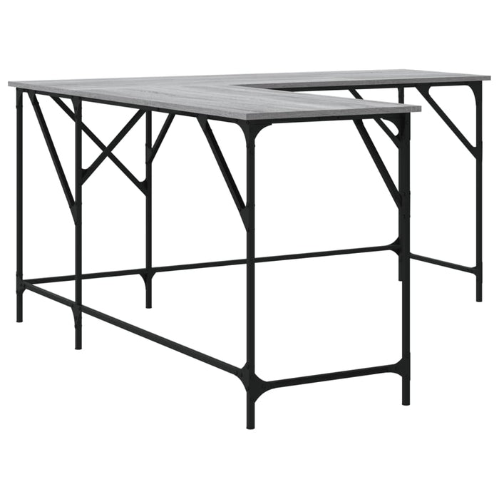 Scrivania tavolo postazione di lavoro mobile per computer studio computer sonoma 149 x 149 x 75 cm legno ingegnerizzato grigio 02_0023962