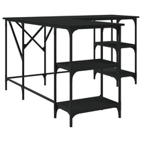 Scrivania tavolo postazione di lavoro mobile per computer studio 139 x 139 x 75 cm derivati ​​del legno nero 02_0023902