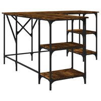 Scrivania tavolo postazione di lavoro mobile per computer studio IT rovere affumicato 139 x 139 x 75 cm derivati ​​del legno marrone 02_0023574