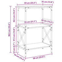 Libreria 3 Ripiani Rovere Fumo 59x35x90,5 cm Legno Multistrato 837614