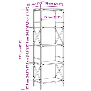 Libreria 5 Ripiani Grigio Sonoma 59x35x171 cm Legno Multistrato 837625