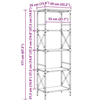 Libreria Rovere Marrone 5 Ripiani 59x35x171cm Legno Multistrato 837626