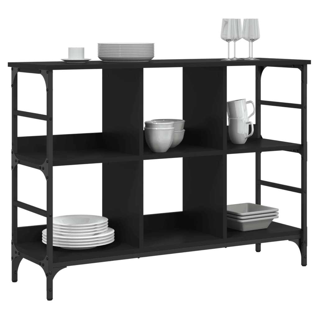 Credenza-Buffet-Armadio da cucina Nera 102x32x73,5 cm in Legno Multistrato