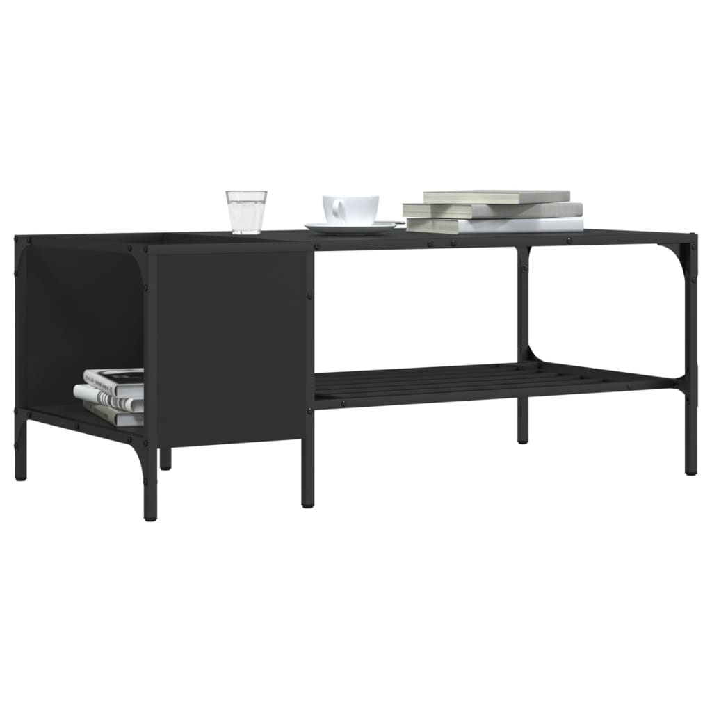 Tavolino Salotto con Ripiano Nero 100x51x40cm Legno Multistratocod mxl 86213