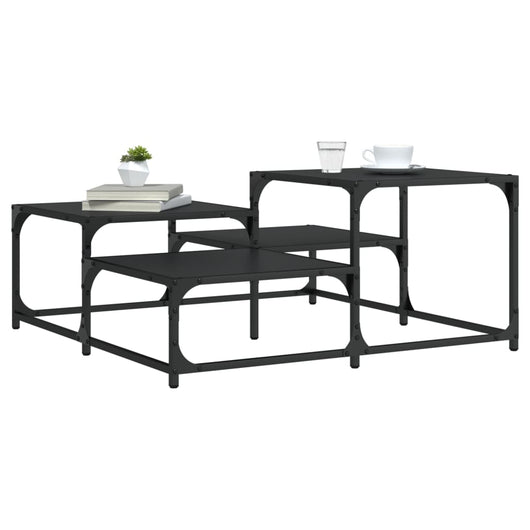 Tavolino da Salotto Nero 87,5x87,5x40 cm in Legno Multistrato 837742