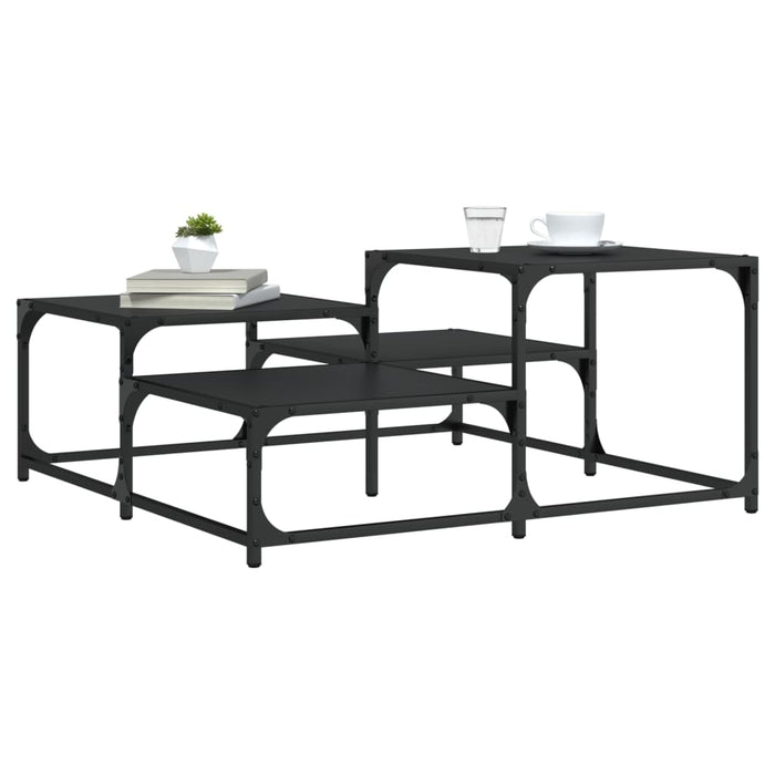 Tavolino da Salotto Nero 87,5x87,5x40 cm in Legno Multistrato 837742