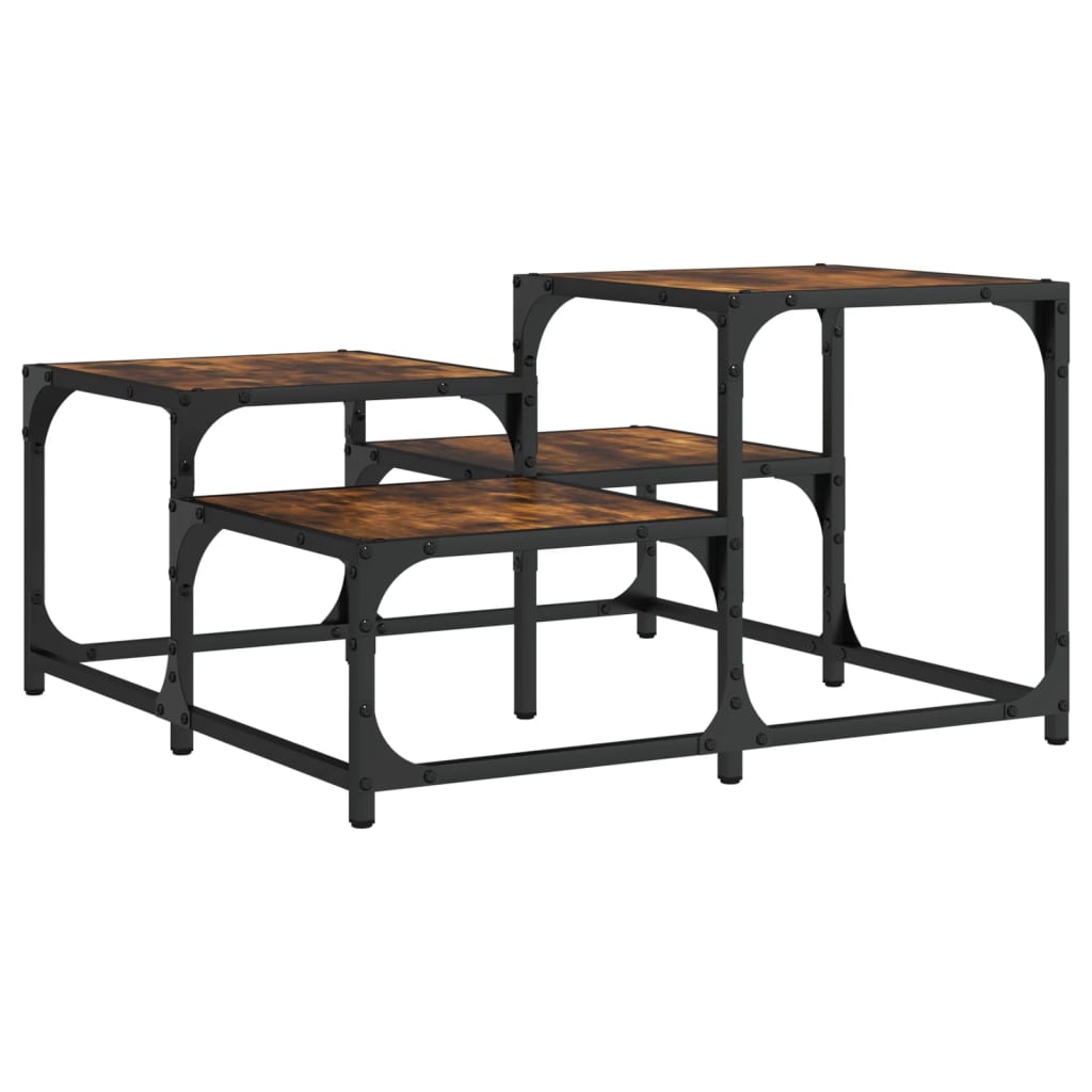 Tavolino da Salotto Rovere Fumo 68x68x40cm in Legno Multistrato 837749