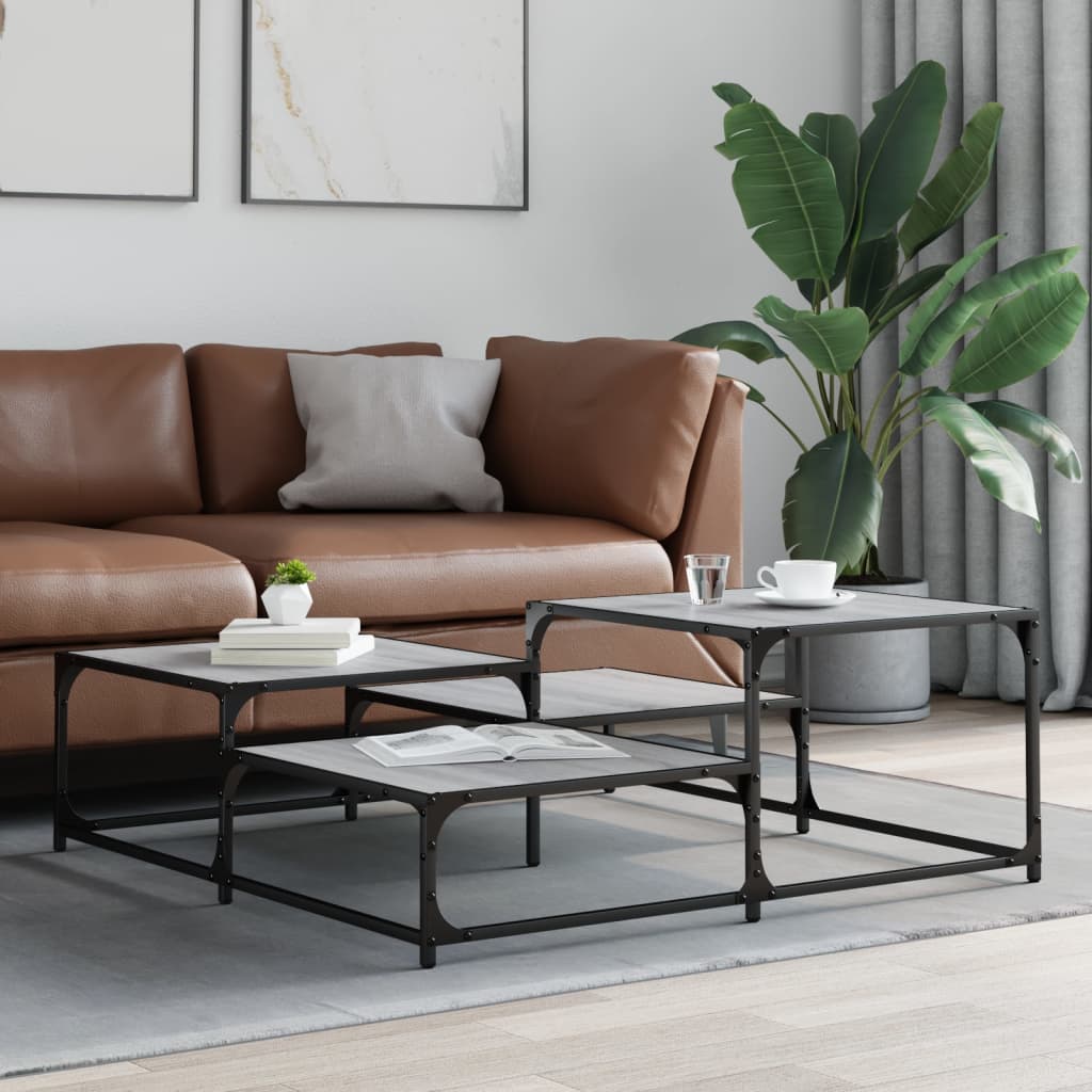 Tavolino Salotto Grigio Sonoma 107x107x40 cm Legno Multistrato 837755