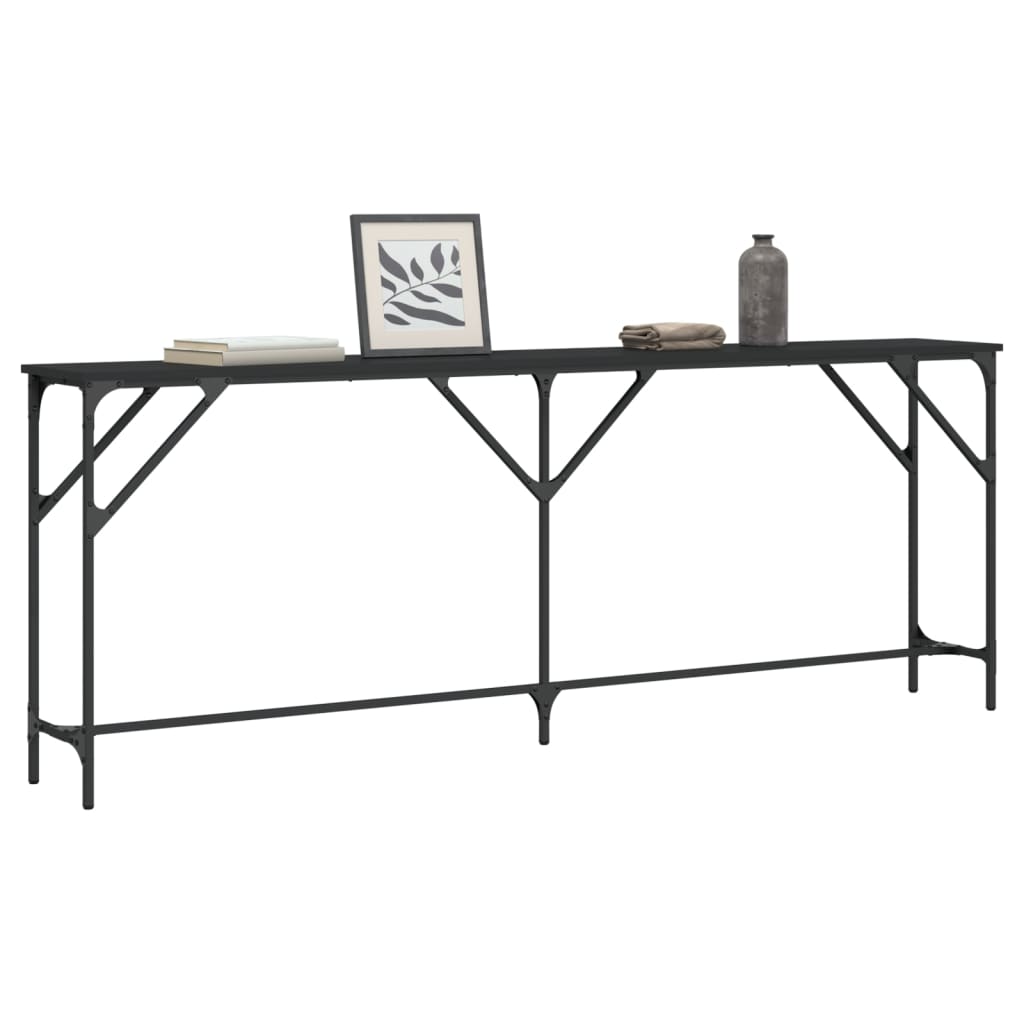 Tavolino Consolle Nero 200x29x75 cm in Legno Multistrato