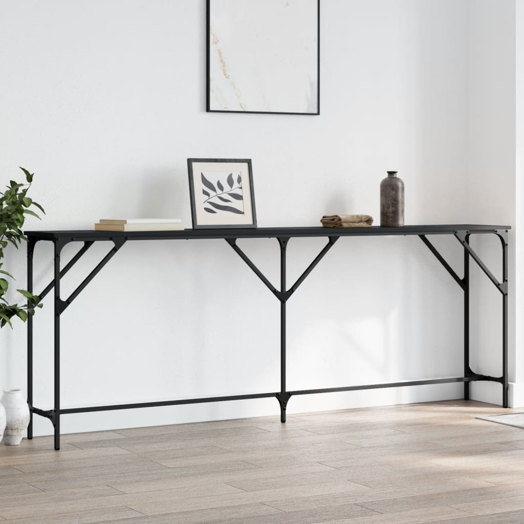 Tavolino Consolle-Tavolino da soggiorno-Tavolo Nero 200x29x75 cm in Legno Multistrato