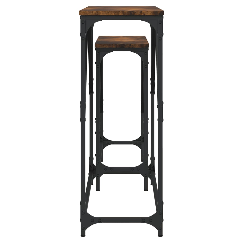 Tavoli Consolle Impilabili 2pz Rovere Fumo Legno Multistrato 837804