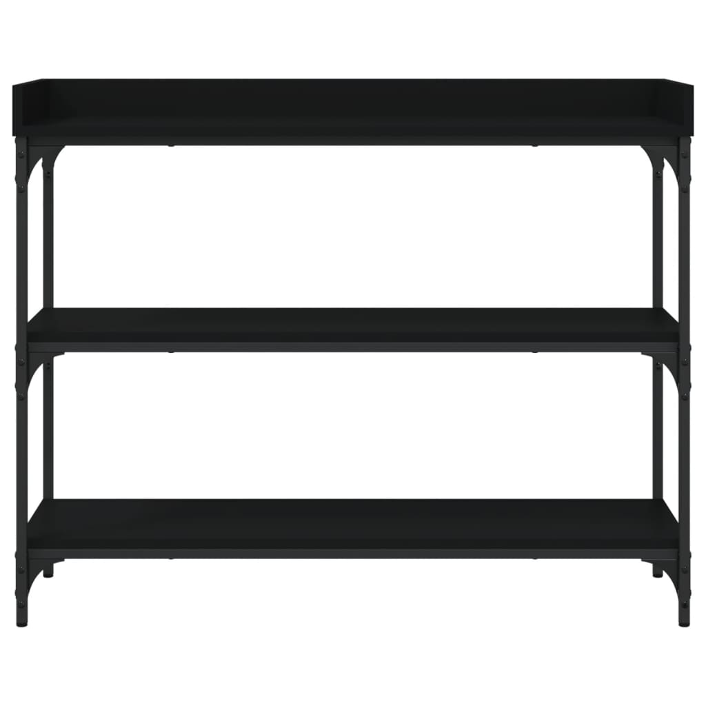 Tavolino Consolle con Ripiani Nero 100x30x80 cm 837807
