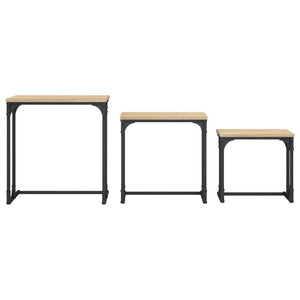 Tavolini Impilabili 3 pz Rovere Sonoma in Legno Multistrato 837818