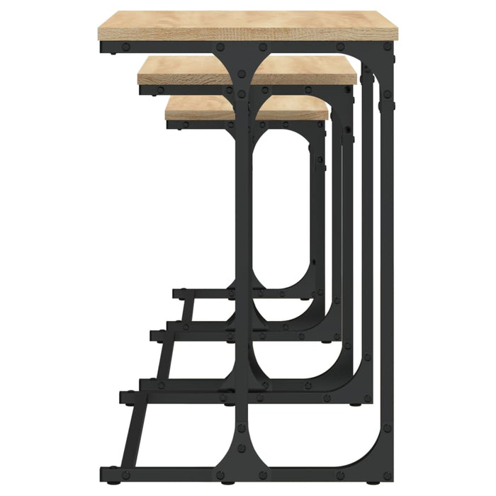 Tavolini Impilabili 3 pz Rovere Sonoma in Legno Multistrato 837818